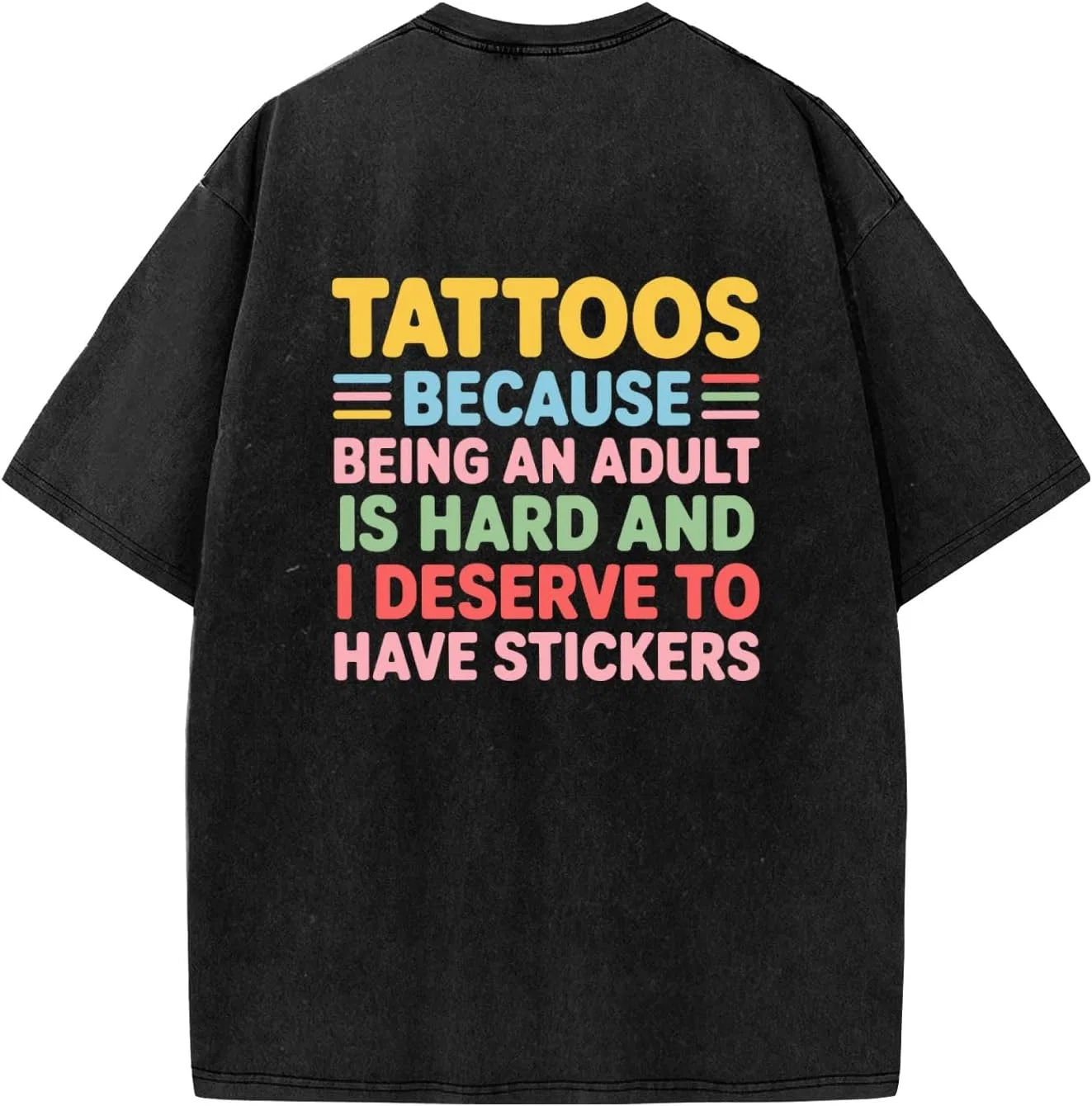Футболка с принтом "Tattoos Because Being an Adult is Hard" в винтажном стиле для женщин Generic, черный