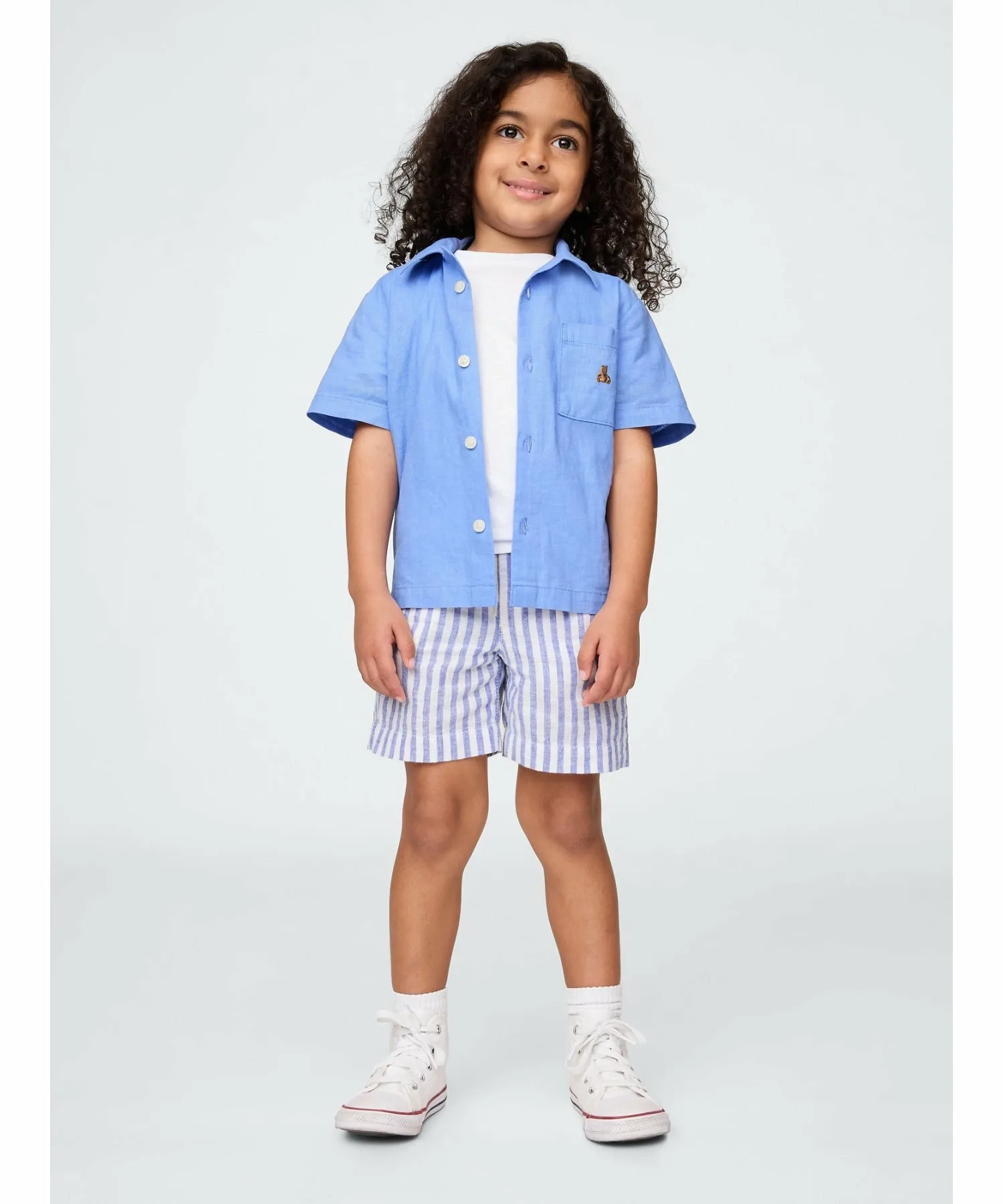 (K) Комплект из хлопка и льна: верх и низ (для малышей/младенцев) GAP, SHIRTING_BLUE