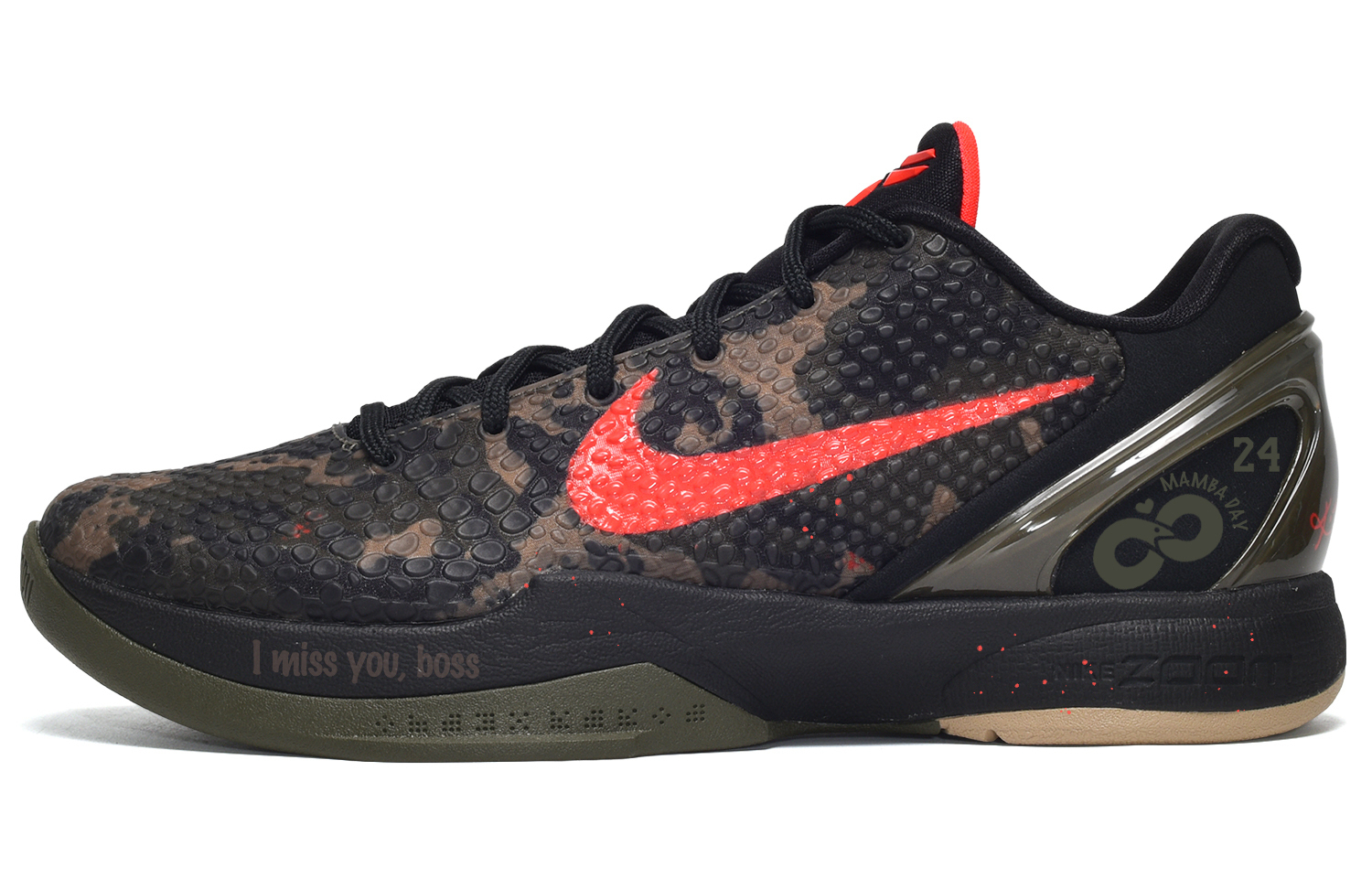 Zoom Kobe 6 CUS ID Supreme Mamba Низкие баскетбольные кроссовки Unisex Черные Красные Nike