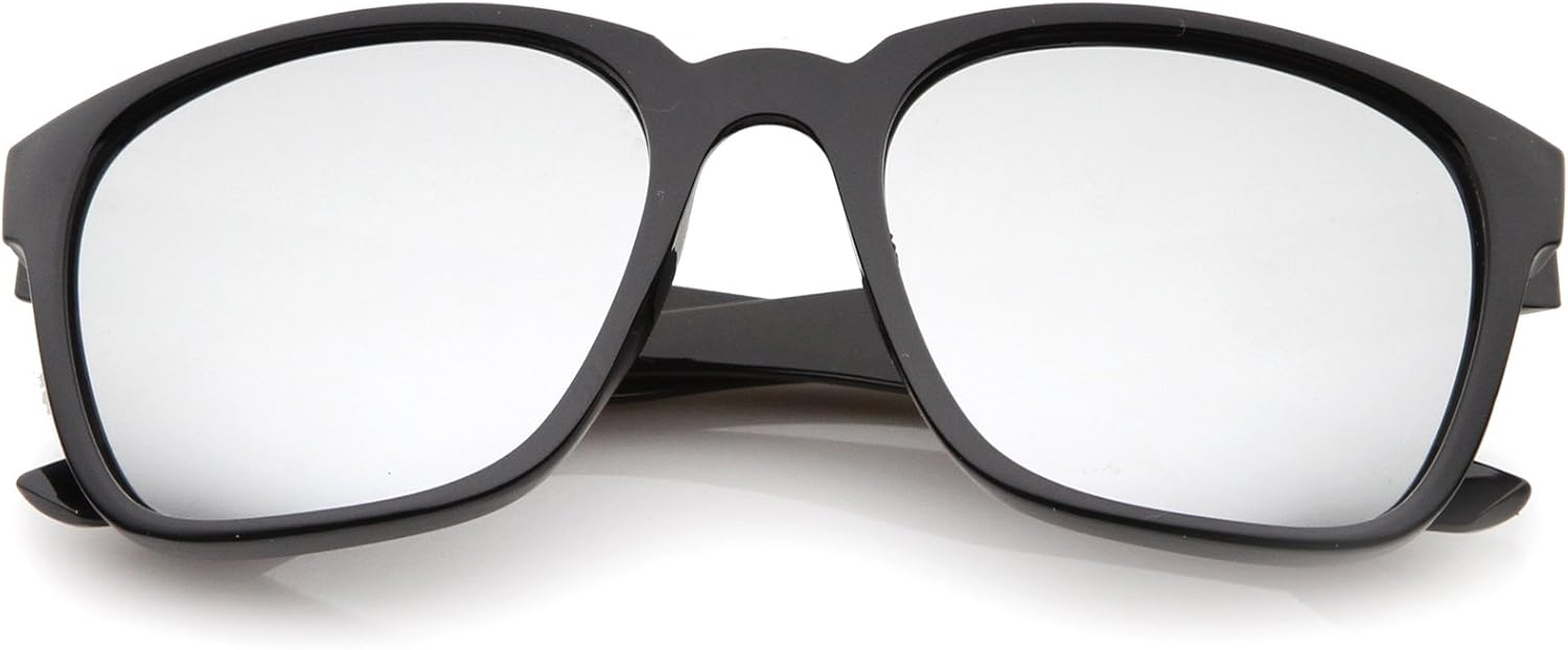 

Солнцезащитные очки zeroUV в современном стиле с широкими дужками, квадратными линзами с цветным зеркальным покрытием и роговой оправой, диаметр линз 56 мм, Shiny Black / Silver Mirror