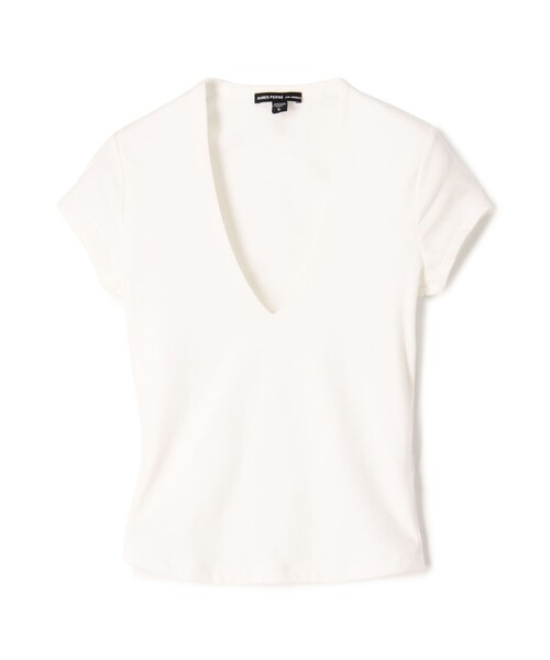 

Футболка хлопковая эластичная с V-образным вырезом JAMES PERSE, белый