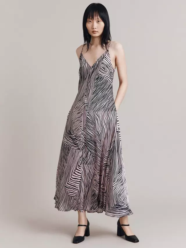 

Платье Ghost Florrie Zebra Print Maxi Slip, цвет pink/black