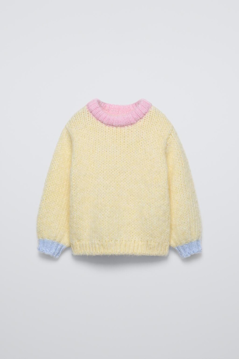

Контрастный вязанный свитер ZARA, цвет pastel yellow