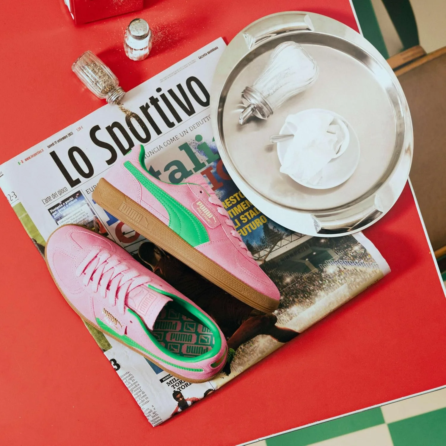 Мужские кроссовки Puma Palermo, зеленый/розовый — фото 3