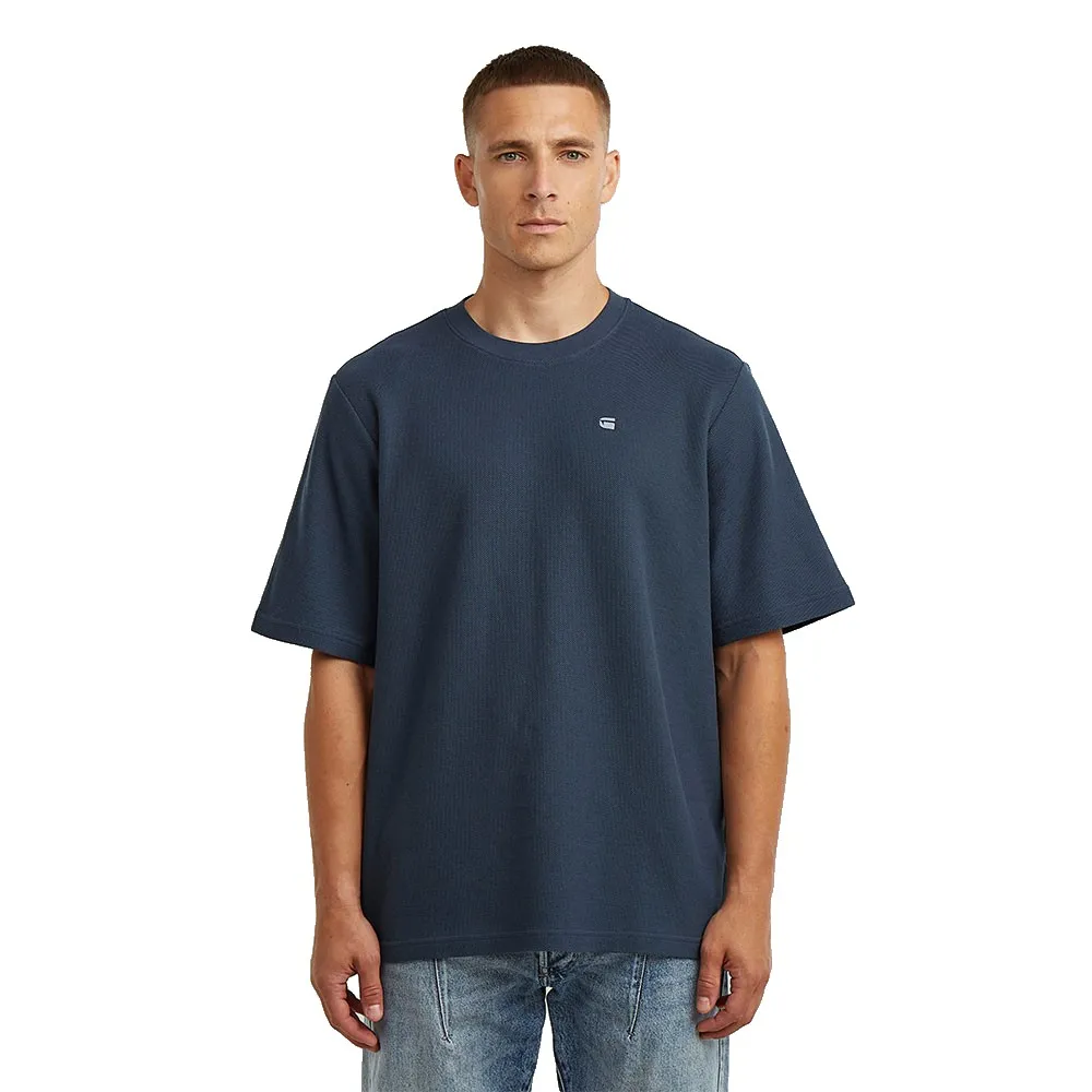 

Футболка G-Star с коротким рукавом и структурированным логотипом на груди, свободного кроя, синий