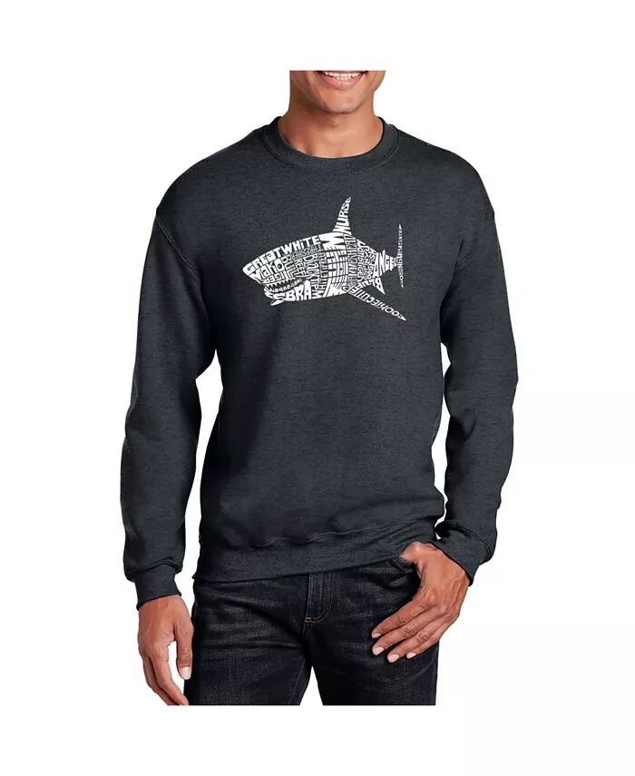 

Мужская толстовка с круглым вырезом Word Art Species Of Shark LA Pop Art, серый