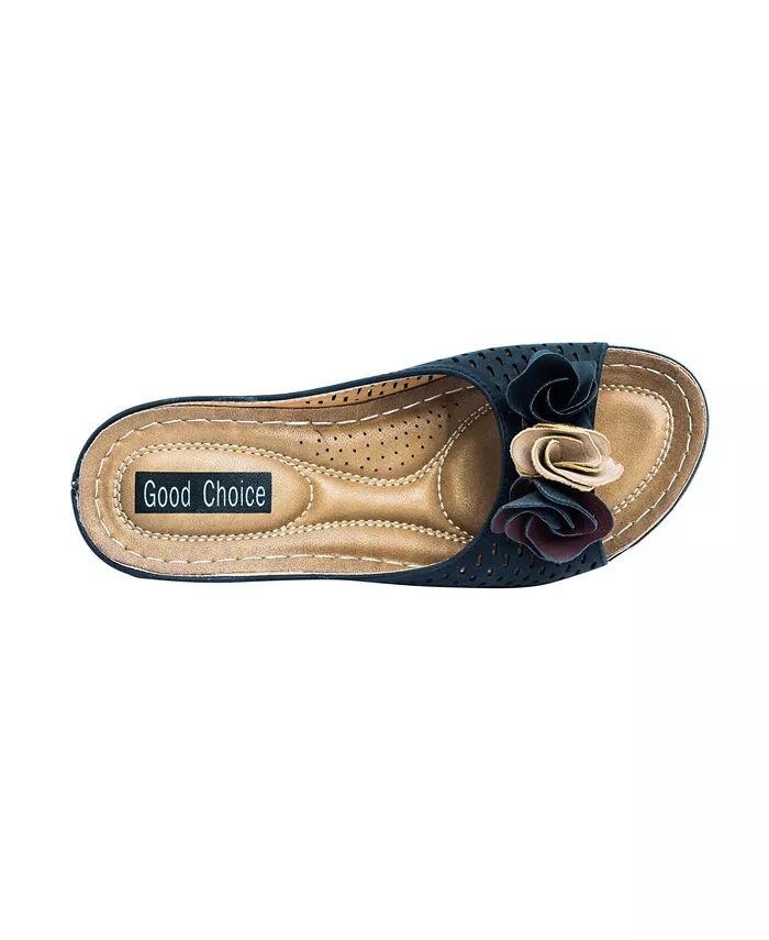Женские босоножки на танкетке с цветочным принтом Juliet GC Shoes, черный — фото 4
