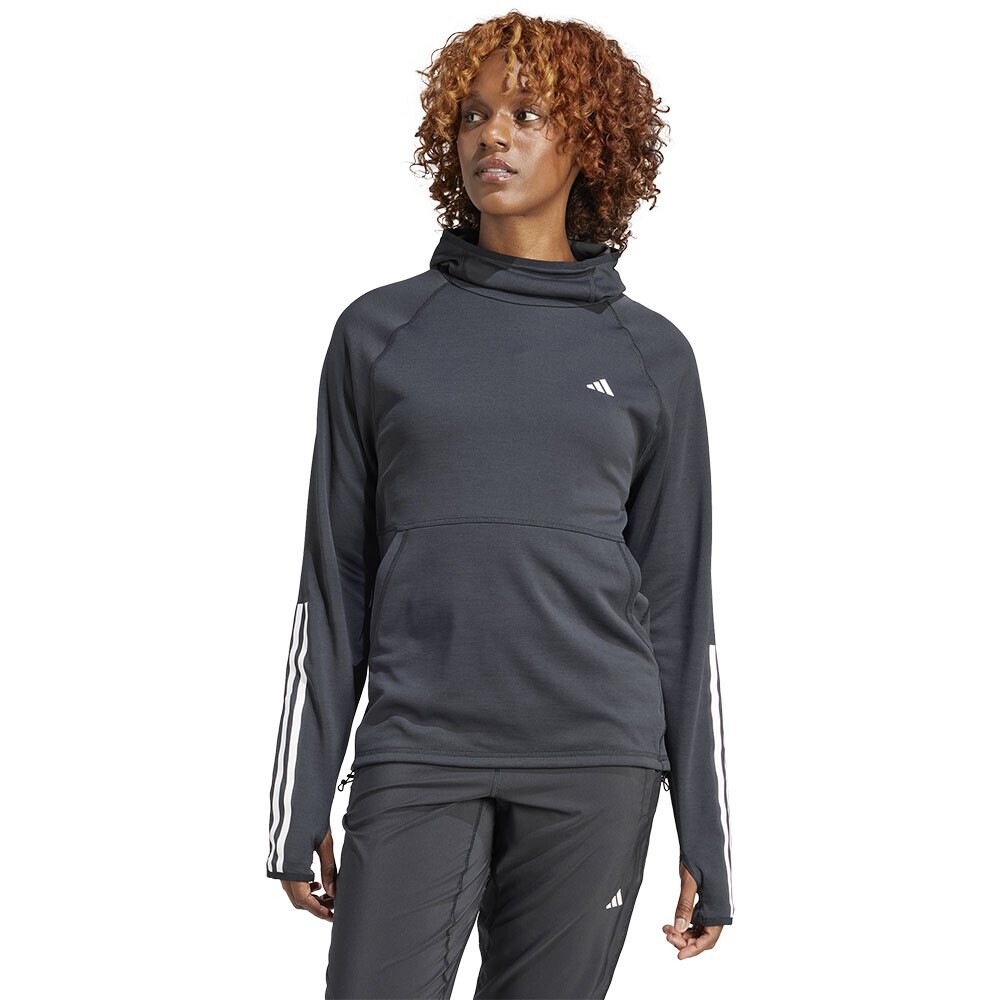 

Худи adidas Own The Run Excite 3 Stripes, черный