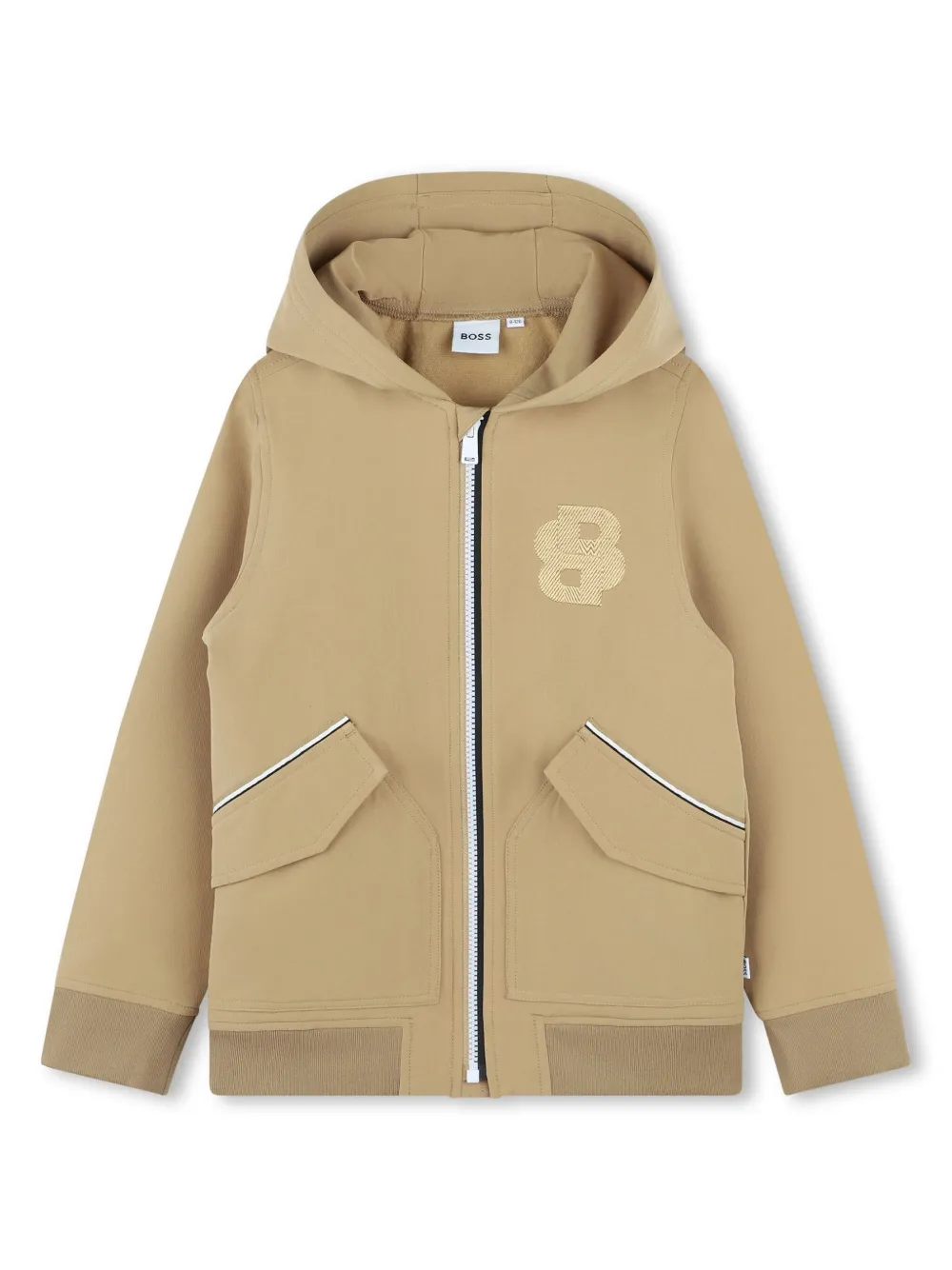 

Худи на молнии с вышитым логотипом BOSS Kidswear, нейтральный