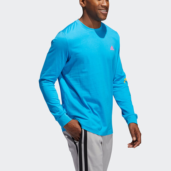 Толстовка adidas Solid Color Round Neck Printing Sports Basketball Long Sleeves Blue, синий — фото 4