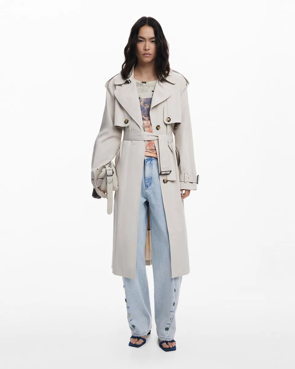 

Женский плащ с плиссированной спинкой Desigual, бежевый