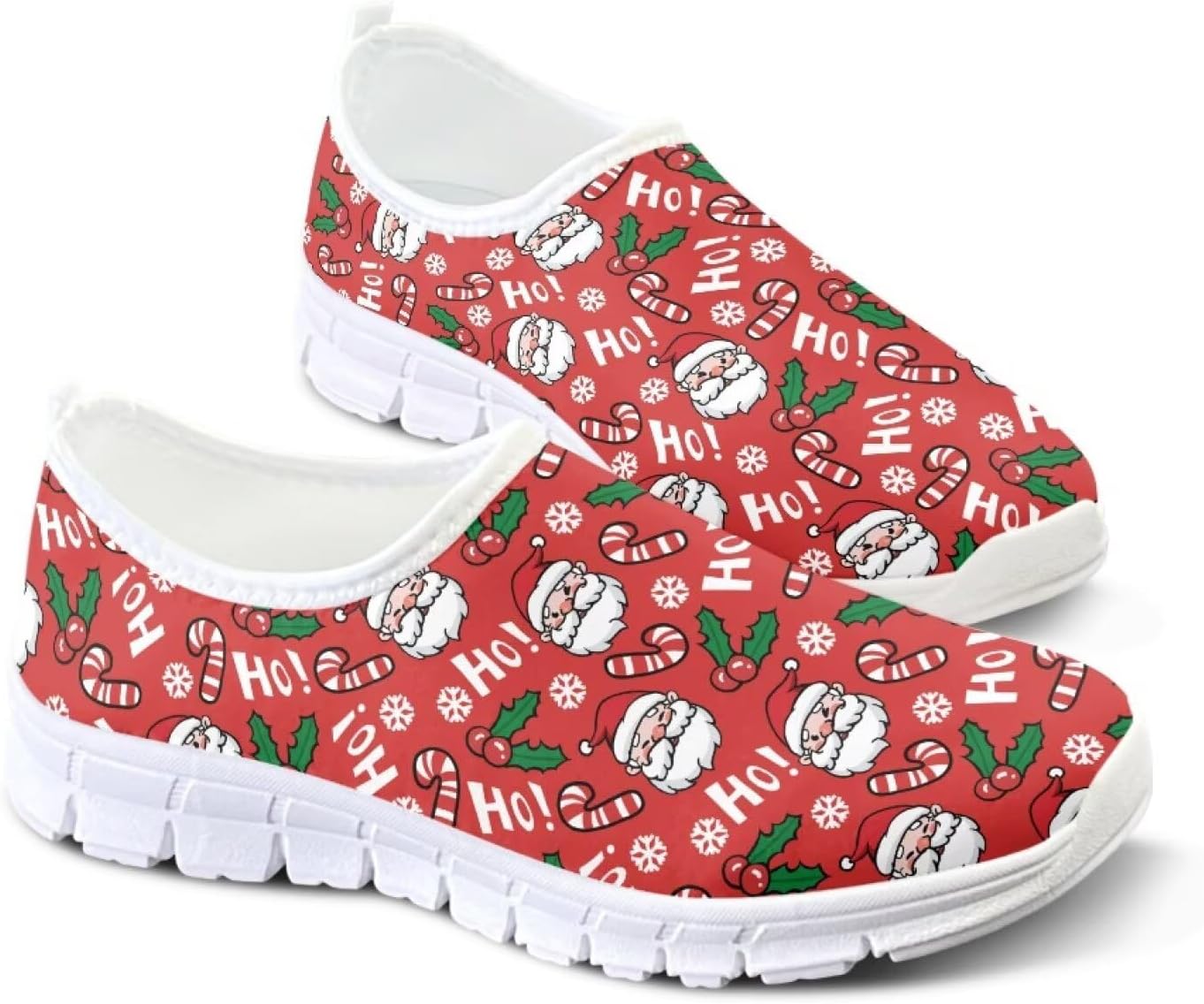 

Легкие женские кроссовки без застежек для ходьбы, унисекс, модные повседневные кеды Fonplted, Cute Santa