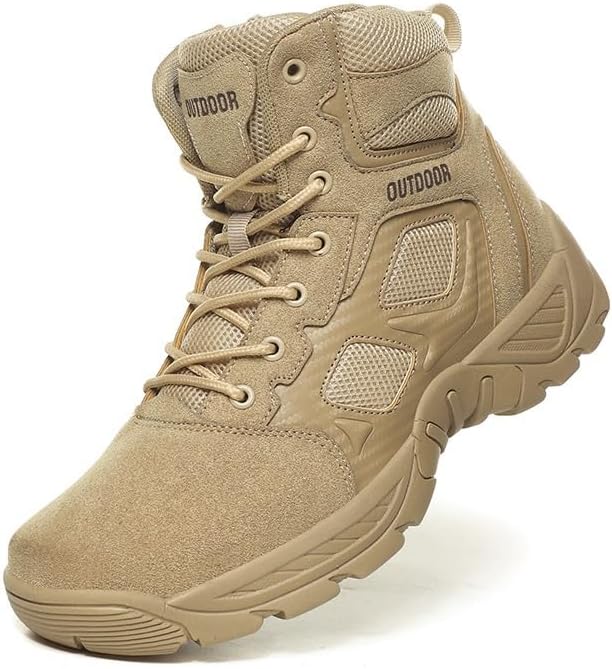 

Мужские тактические ботинки Легкие походные мотоциклетные ботинки из замши и кожи Для работы и активного отдыха Dmgyck, хаки