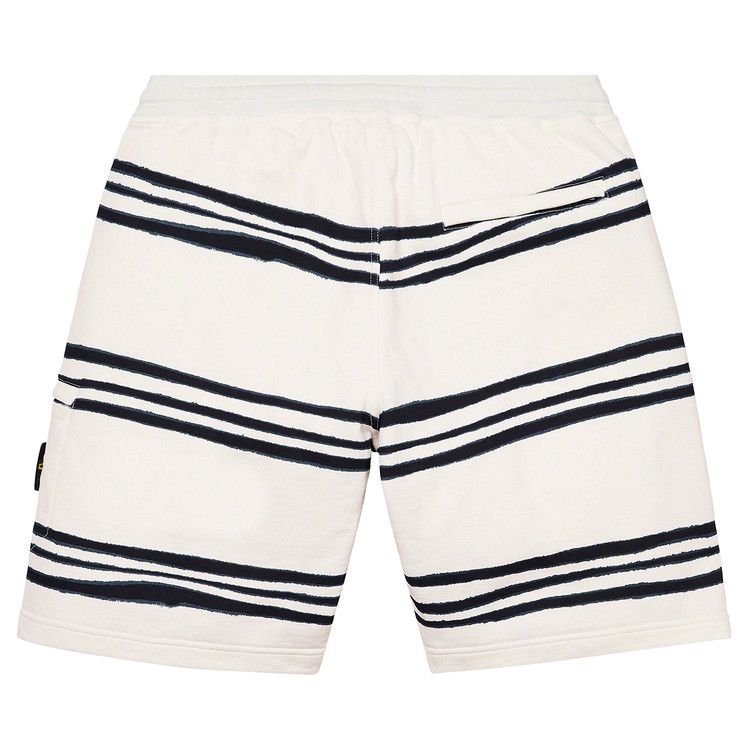 Спортивные шорты Supreme x Stone Island Warp Stripe Sweatshort, White — фото 2