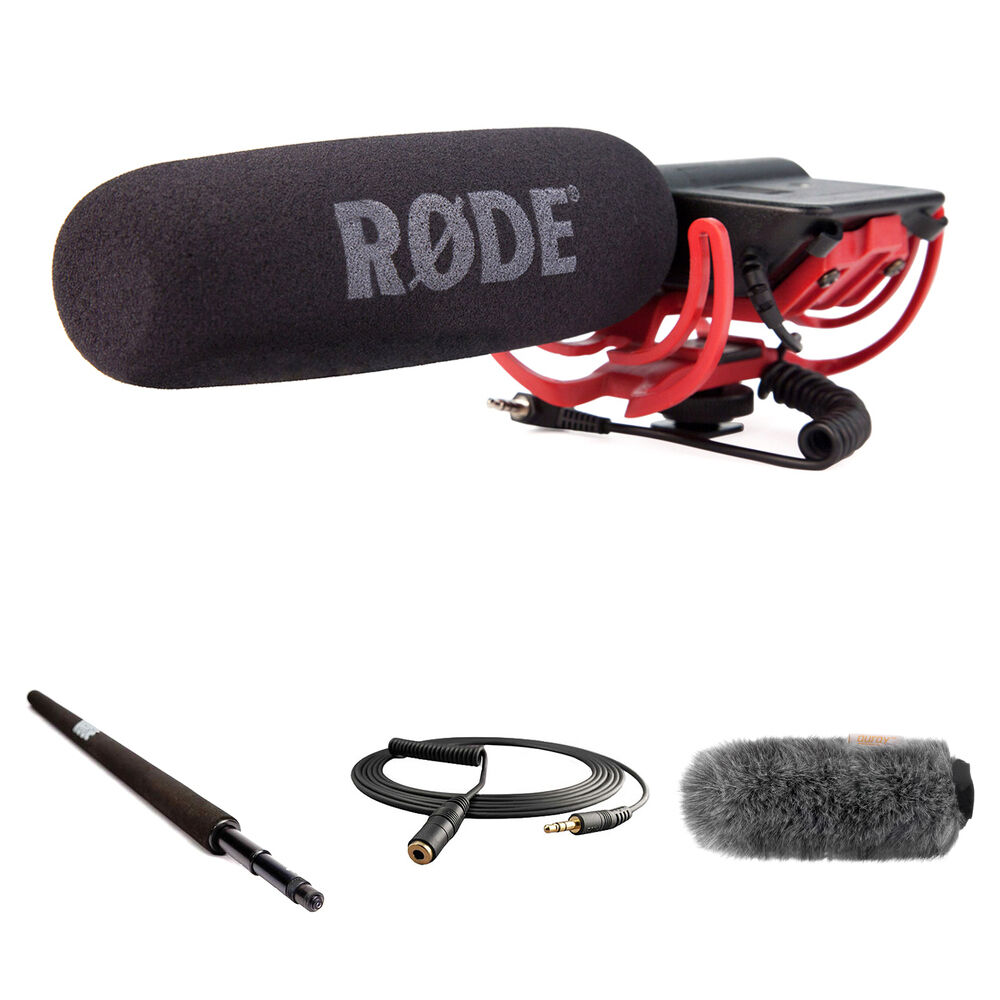 

Комплект микрофона-пушки RODE VideoMic для крепления на камеру с микро-трубой, ветрозащитой и удлинительным кабелем