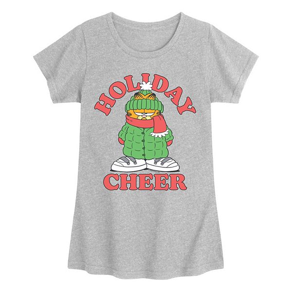 

Футболка с коротким рукавом Girl's Garfield Holiday Cheer Licensed Character, Heather Gray