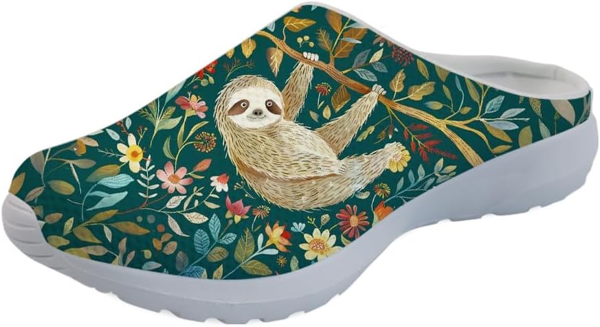 

Forchrinse Hawaiian Palm Tree Watercolor Sky Beach Женские слипоны-мюли Мужские прогулочные кроссовки Садовые сабо Домашние туфли Легкие, Tropical Sloth