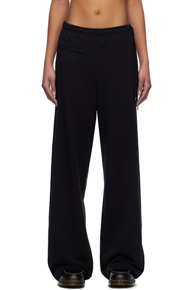 

Черные нечесаные трикотажные брюки для отдыха MM6 Maison Margiela