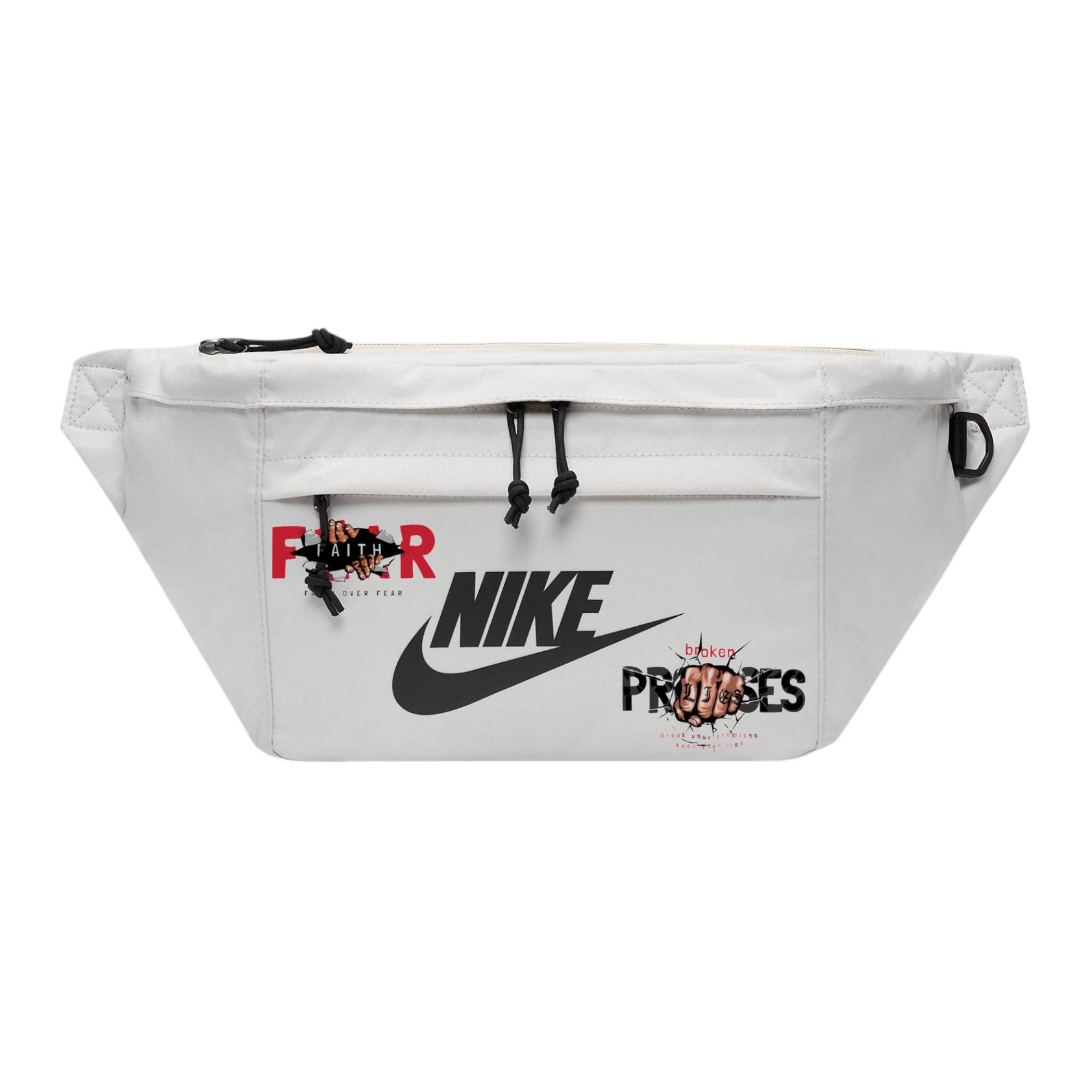 

Nike Тканевая поясная сумка через плечо кроссбоди на плечо унисекс светло-бежевая, Fist