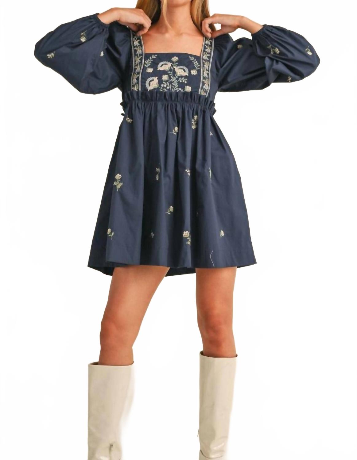 

Мини-платье Azure Bloom в темно-синем цвете MABLE