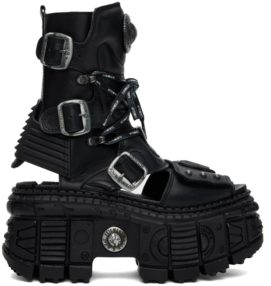 

Черные кожаные ботинки New Rock Edition Vetements, цвет Black