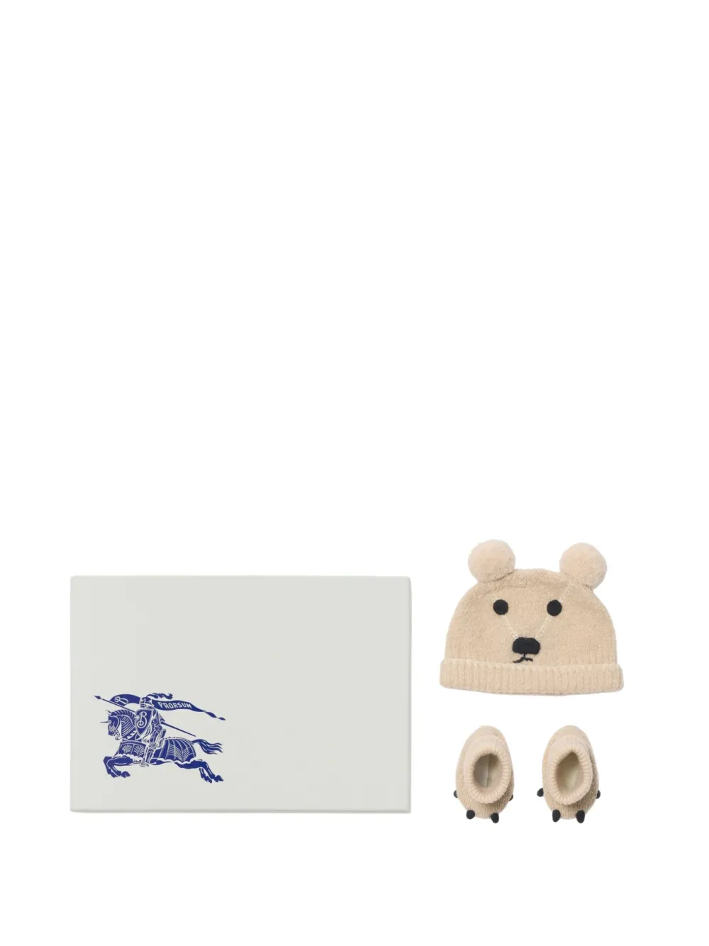 

Комплект из шапки бини и перчаток с вышитым логотипом BURBERRY KIDS, нейтральный