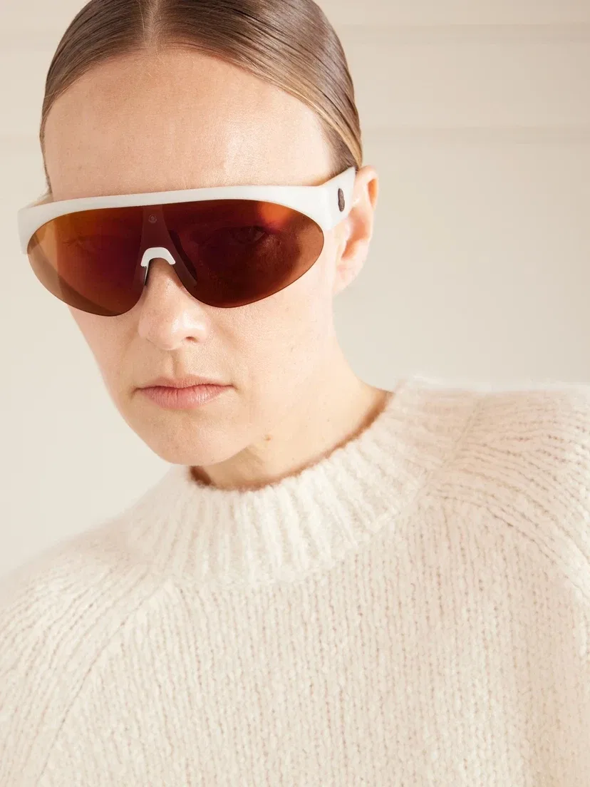 Круглые резиновые солнцезащитные очки Moncler Eyewear, белый — фото 2