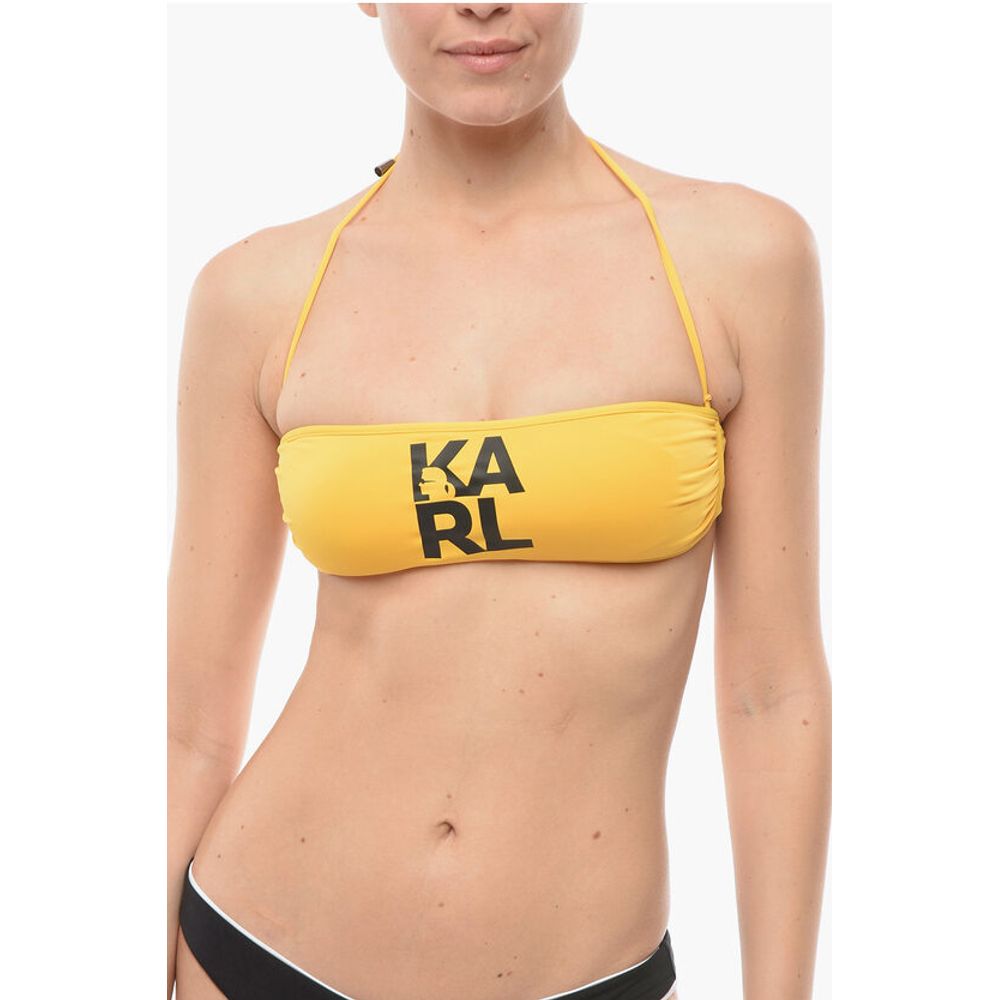 

Однотонный топ-бандо с контрастным напечатанным логотипом Karl Lagerfeld, Yellow