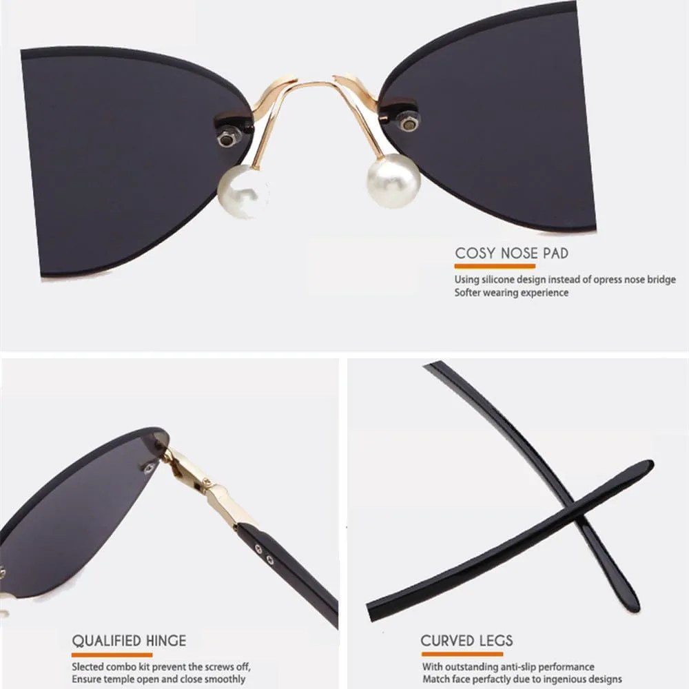 

Женские солнцезащитные очки без оправы с защитой от УФ-излучения UV400, треугольные очки «кошачий глаз», женские солнцезащитные очки с линзами LVTFCO, C7