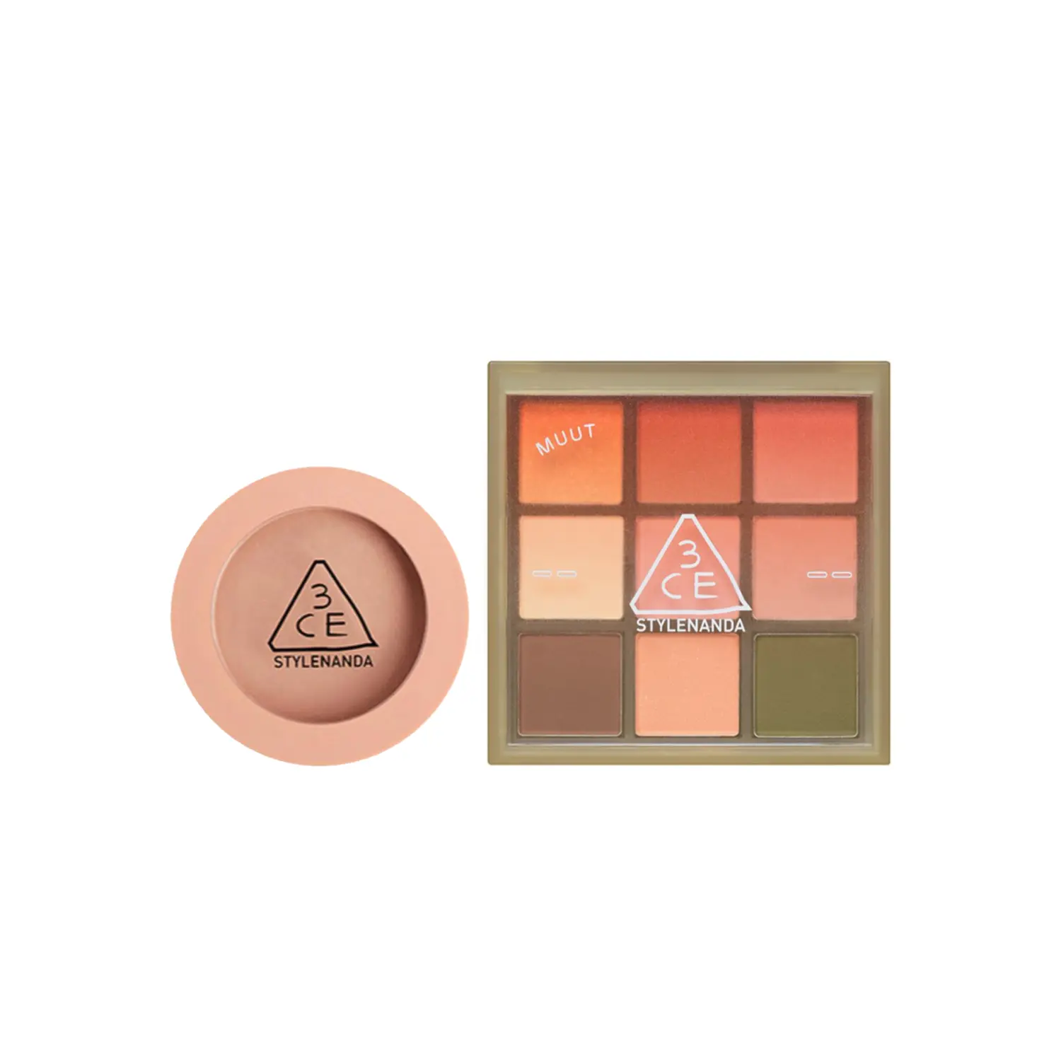 

Палетка теней и набор румян для макияжа, легко растушевываются, натуральные матовые, комплект из двух предметов 3CE