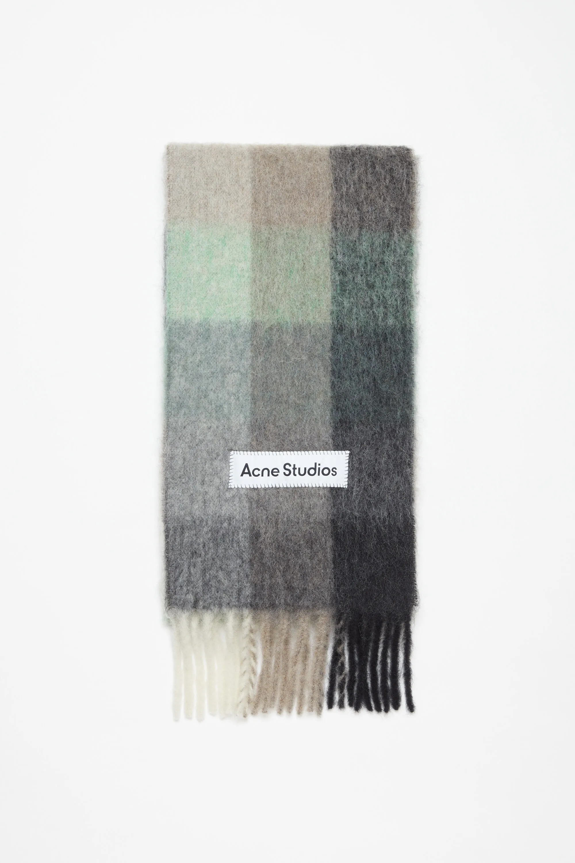 

Шарф в клетку из мохера Acne Studios, Green/grey/black