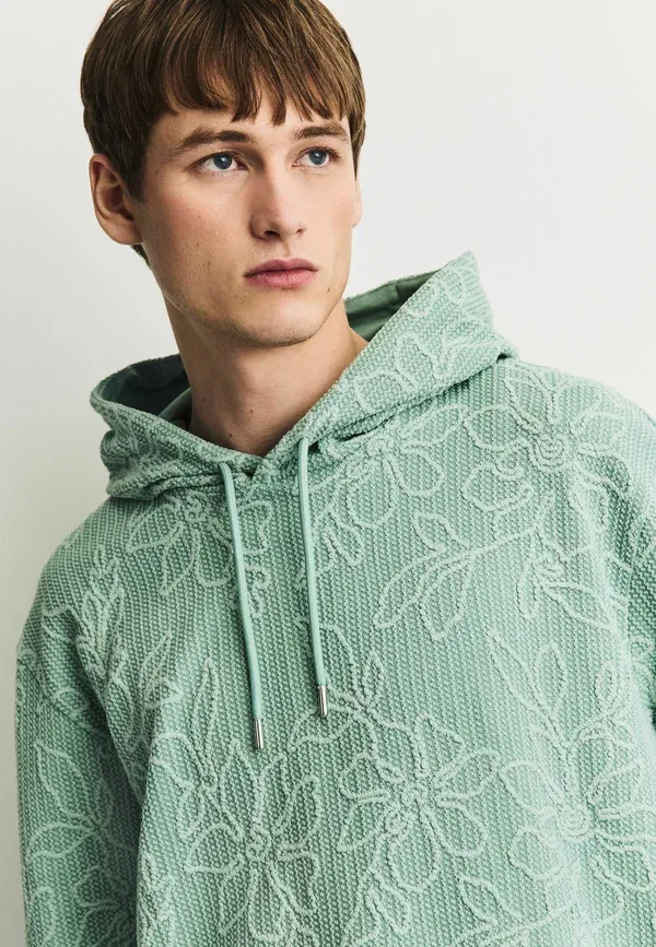 Худи Regular Fit, Next, модель lightweight textured floral, цвет шалфейно-зеленый — фото 4