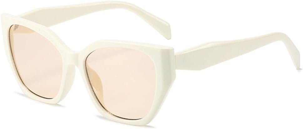 

Солнцезащитные очки LVTFCO Retro Polygon Cat Eye для женщин, модные двухцветные очки с защитой от УФ-излучения UV400 для мужчин, прозрачные линзы Ocean, Beige Champagne