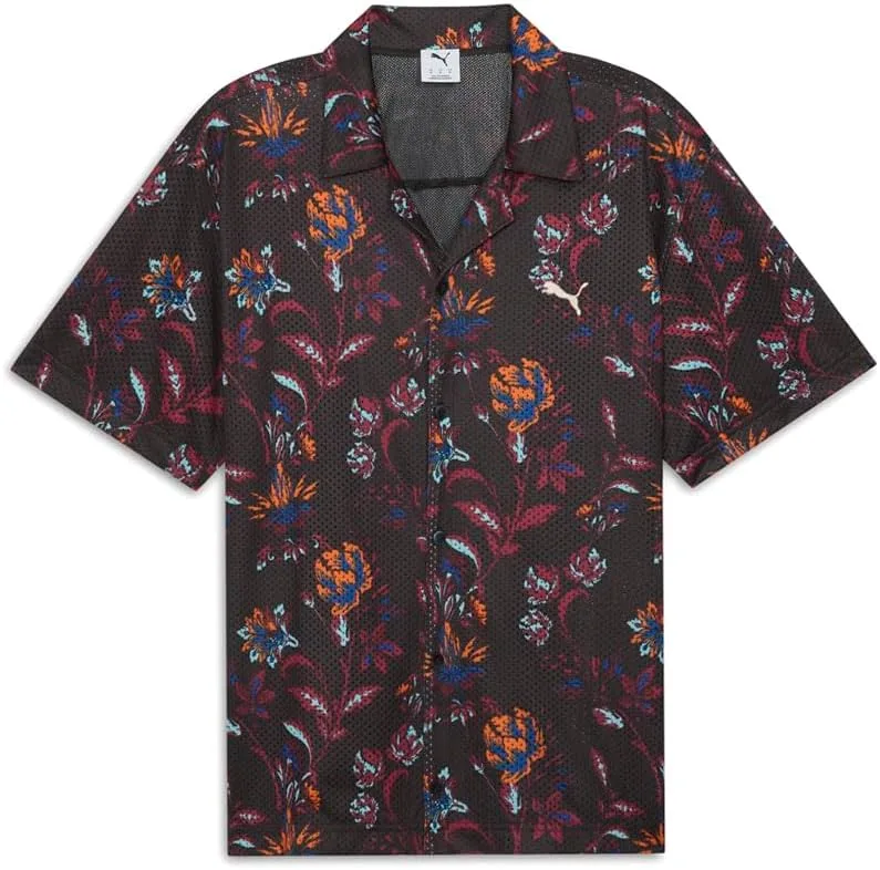 

Футболка-поло PUMA с цветочным принтом, черная