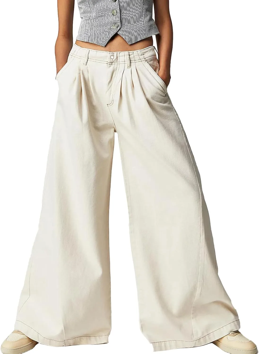 

Женские джинсы HOTIAN широкие, с высокой талией