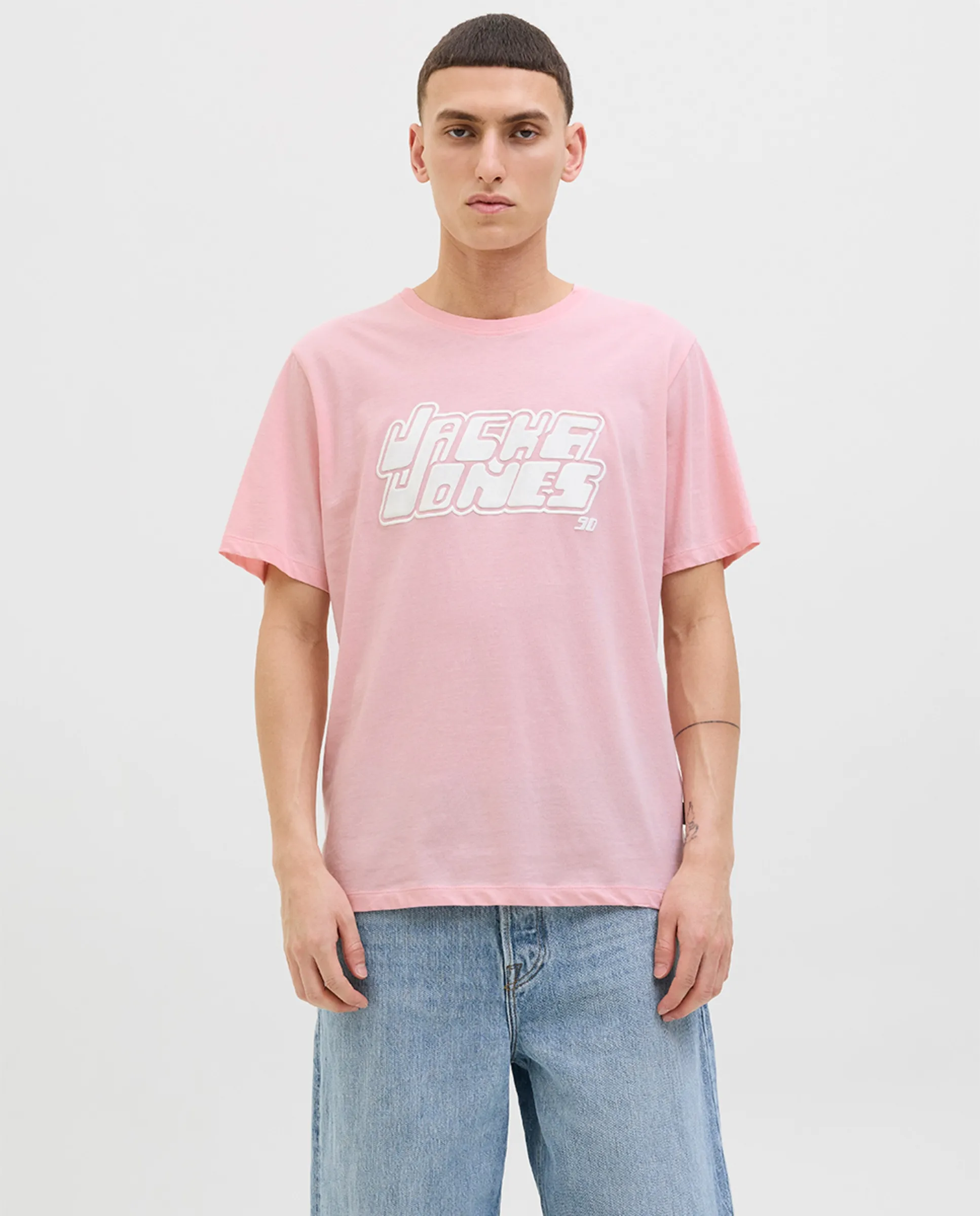 

Мужская футболка с коротким рукавом и принтом спереди Jack & Jones, розовый