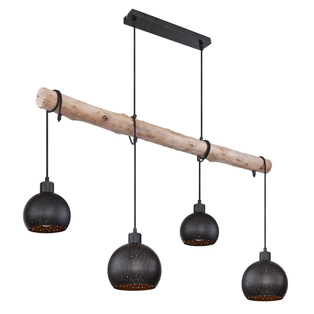

Подвесной светильник, винтаж, дерево, черный, золотой, H 120см etc-shop