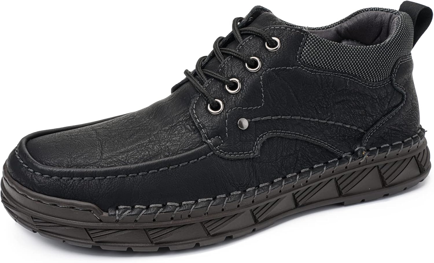 

Мужские повседневные кожаные туфли, удобные ботинки Чукка на щиколотке, лоферы без застежки, мокасины для ходьбы и вождения Tsuukuie, черный