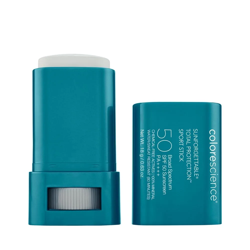 Солнцезащитный стик Colorescience Sunforgettable Total Protection Sport Stick SPF 50, минеральный, широкого спектра действия, водо- и потоустойчивый, безопасен для коралловых рифов, гипоаллергенный. 1 штука (1 шт.), white