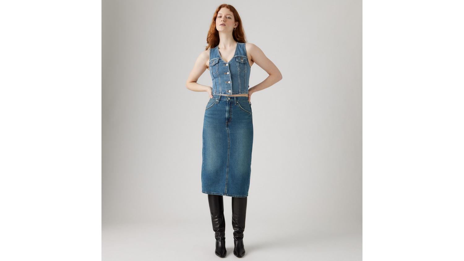 

Юбка с высокой талией и разрезом сзади Levi's, Review Time - Medium Wash