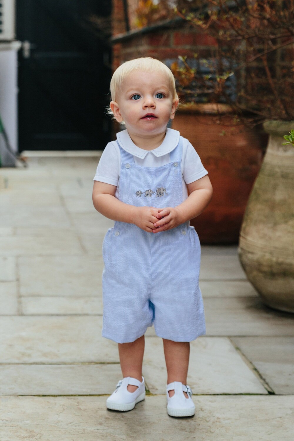 

Синие хлопковые шорты с нагрудником Little Alexander Trotters London, синий