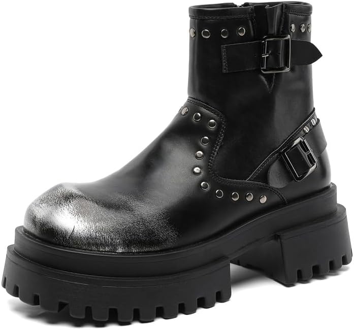 

Мужские ботинки челси, кожаные ботинки в стиле локомотивной милитари, толстая подошва, нескользящая и износостойкая, повседневные, удобные Zestrelax, серебро