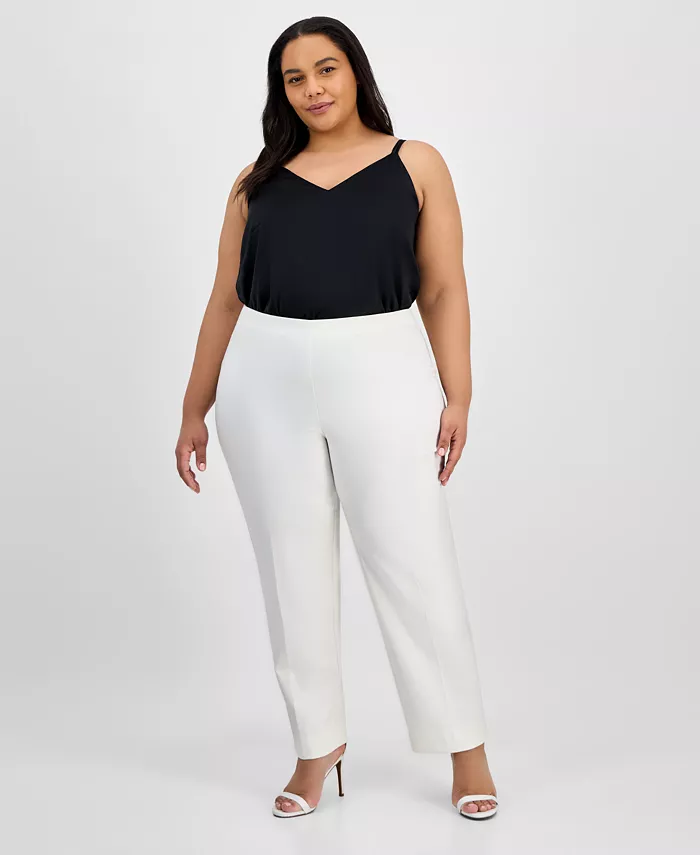 

Прямые брюки до щиколотки Hollywood Plus Size Anne Klein, белый