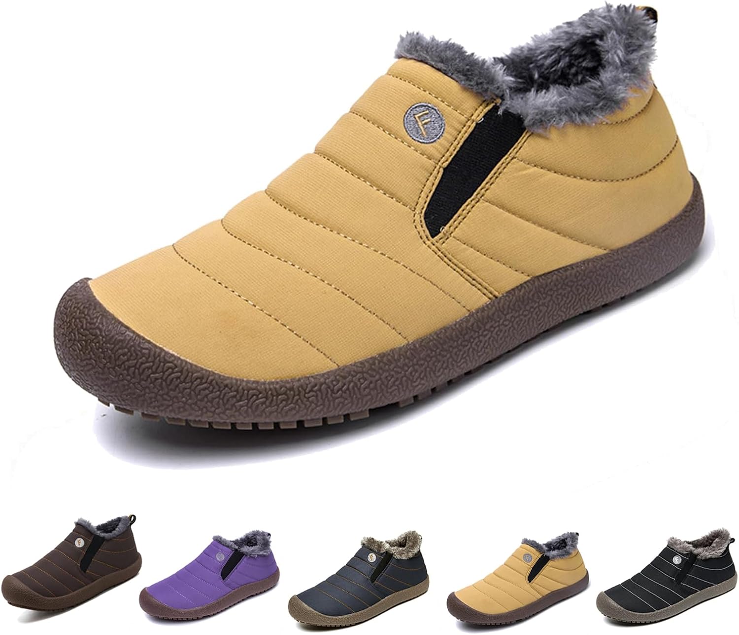 

Мужские водонепроницаемые утепленные ботинки с плюшевой подкладкой для улицы, противоскользящие зимние ботинки на липучке, легкая зимняя обувь Loodion, желтый