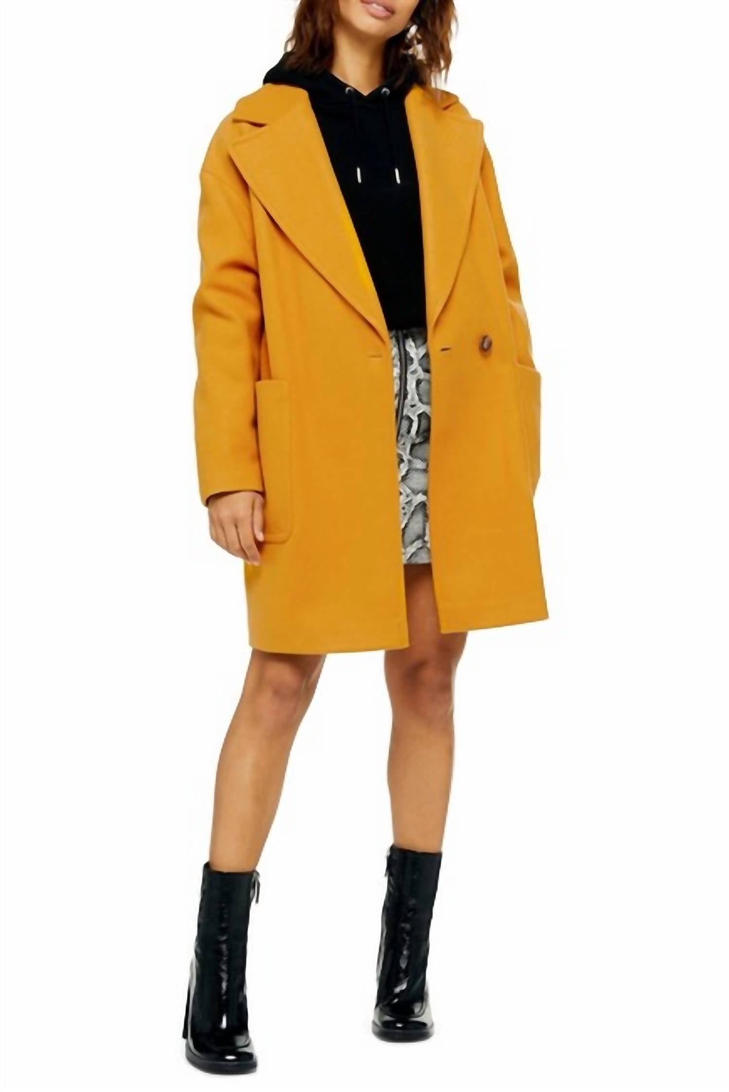

Пальто свободного покроя Carly в горчичном цвете Topshop, цвет mustard