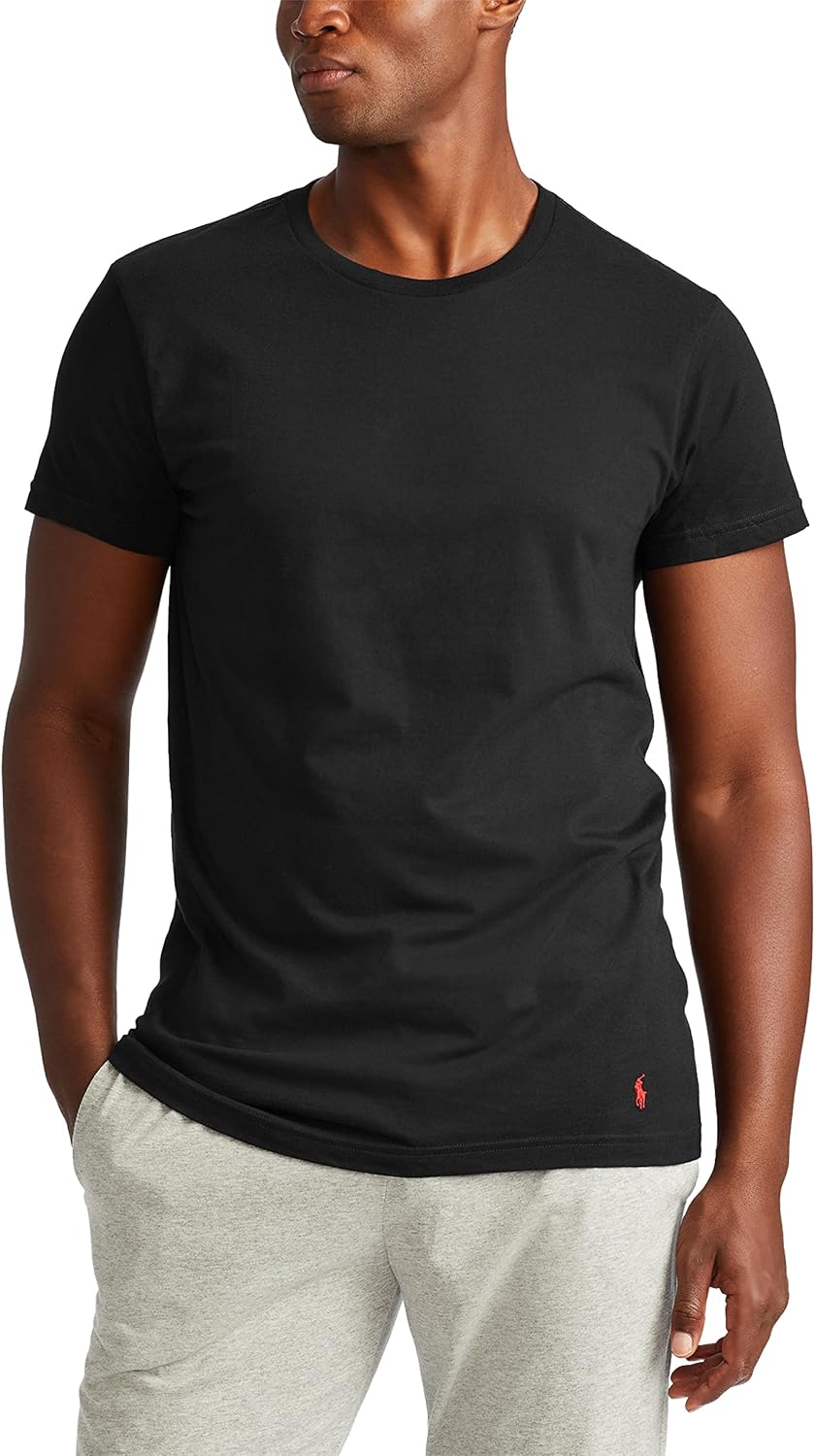 POLO RALPH LAUREN Мужская классическая майка с влагоотводящим эффектом, 3 штуки, Crews, Polo Black/Red - 3 Pack — фото 2