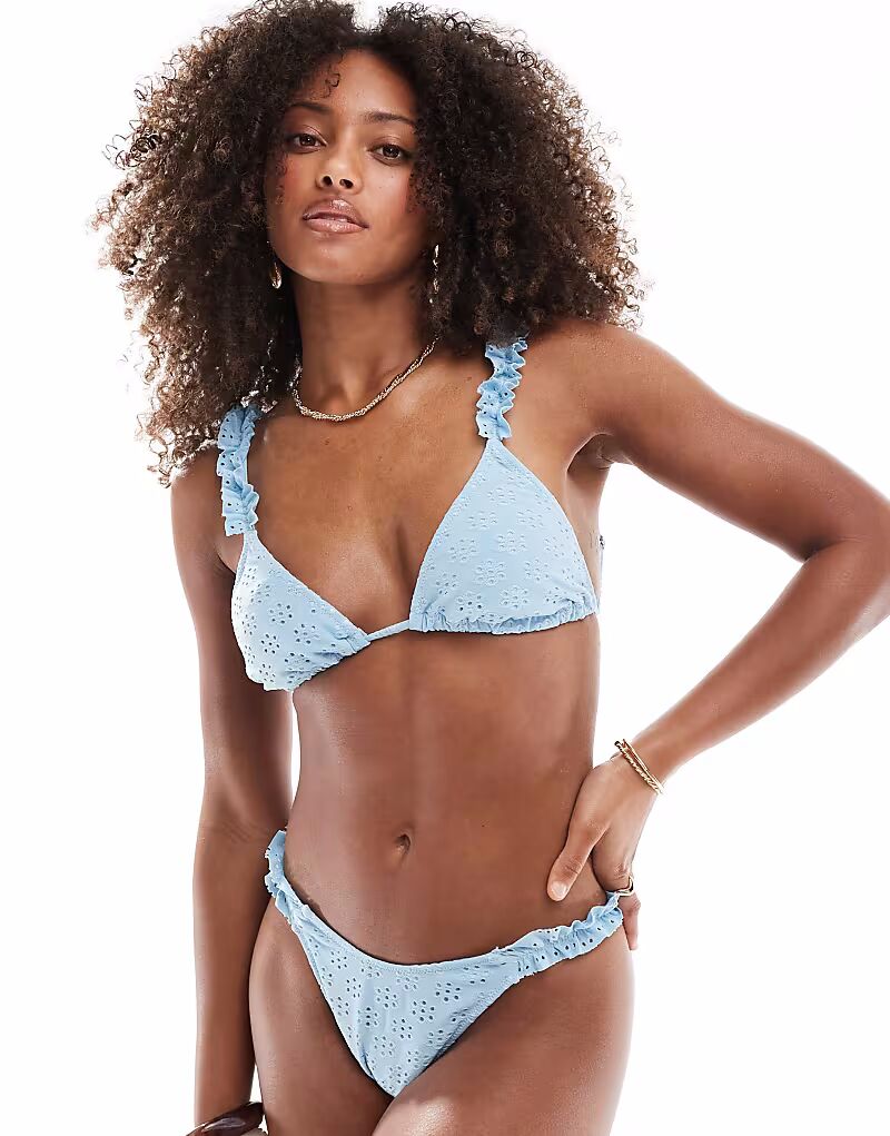 

Купальник Miss Selfridge ruffle strap side bottom in pale blue
