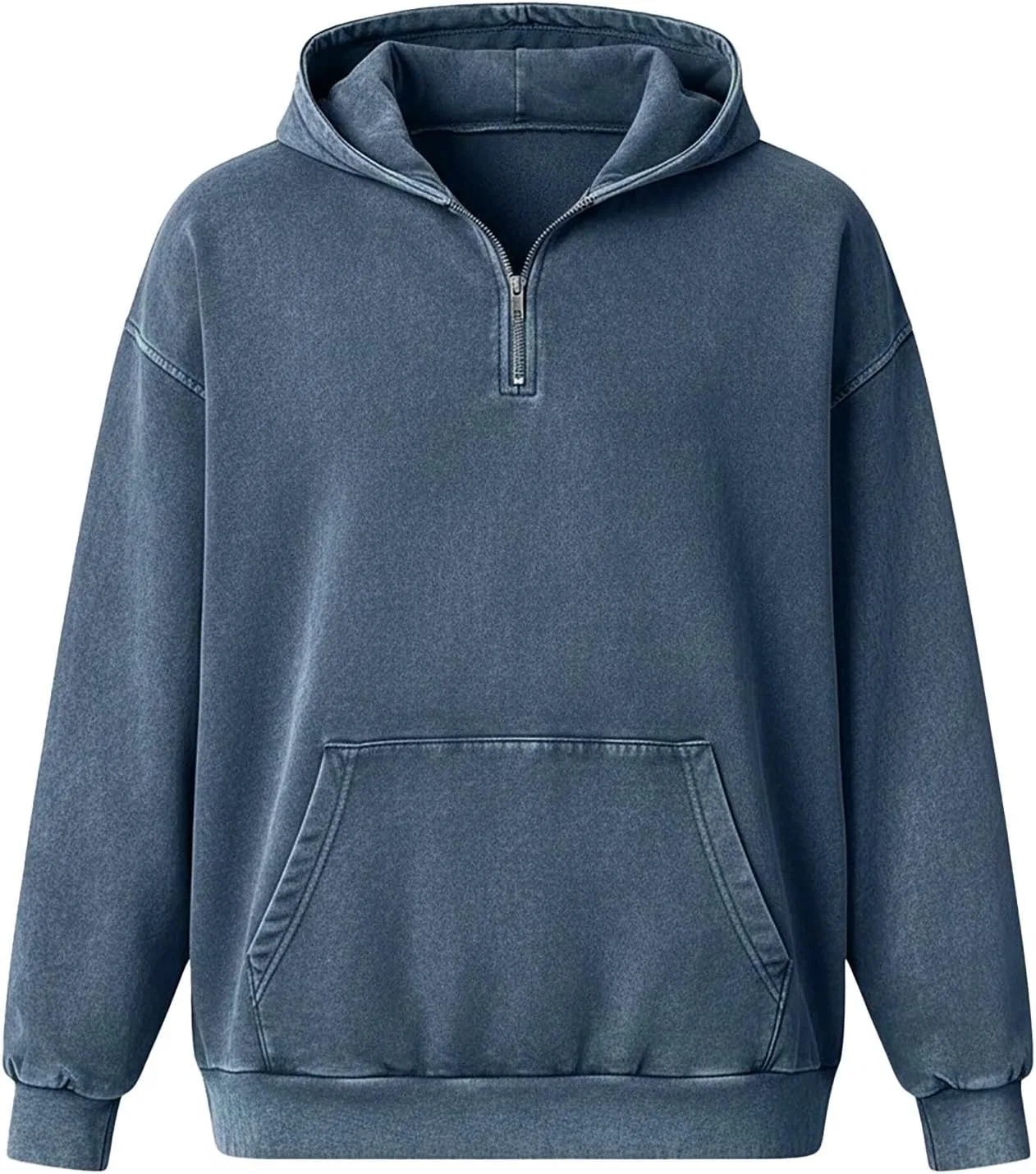 Мужская худи с капюшоном, вафельная ткань, Generic, Navy — фото 3