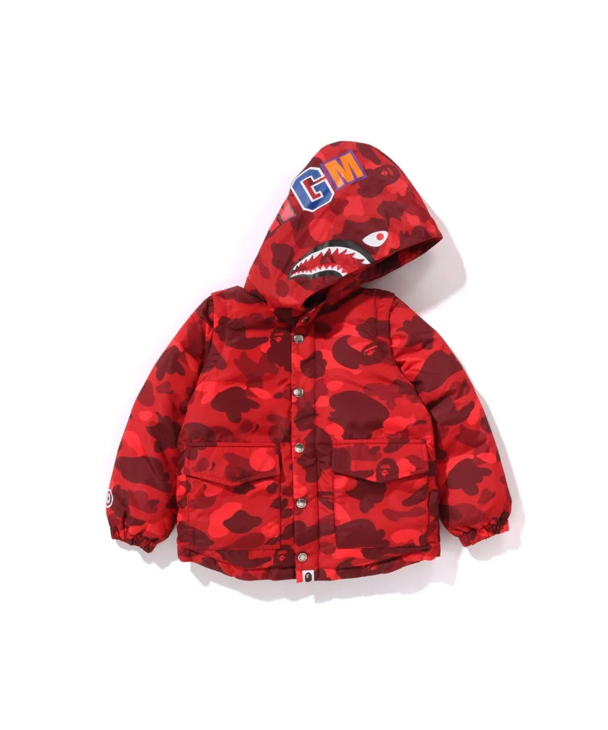 Куртка-даун COLOR CAMO SHARK 4WAY DOWN JACKET A BATHING APE из рециклированного пуха, красный