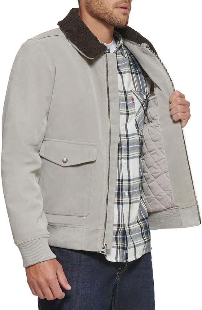 Мужская куртка-бомбер Levi's из искусственной замши, Tundra Faux Suede / Sherpa Collar — фото 4